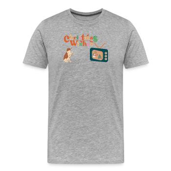Hund vor dem Fernseher - Männer Premium Bio T-Shirt - Grau meliert - Vorne - Damien (186cm)