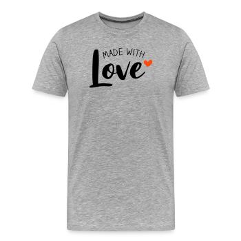 Made With Love bicolore - T-shirt bio Premium Homme - gris chiné - Devant - Damien (186cm)