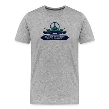 L’équipement militaire n’apporte pas la paix - T-shirt bio Premium Homme - gris chiné - Devant - Damien (186cm)