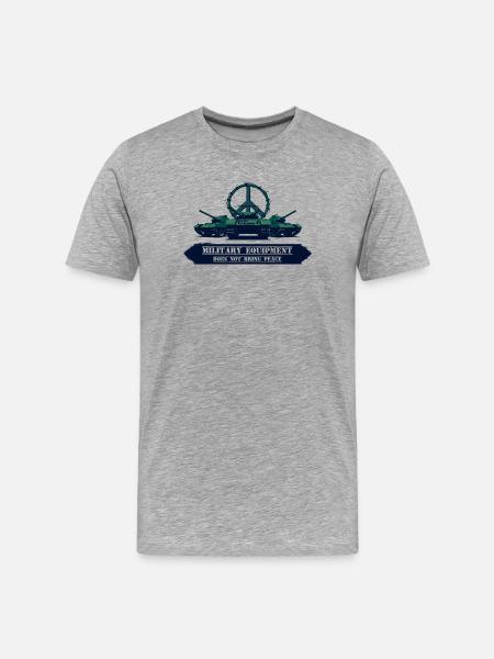 Military equipment does not bring peace - Men's Premium Organic T-Shirt - heather grey