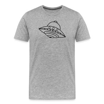 UFO Alien Ship Space Doodle - Men's Premium Organic T-Shirt - heather grey - Front - Damien (186cm)