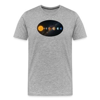 Sonne - Sonnensystem - Planeten - Männer Premium Bio T-Shirt - Grau meliert - Vorne - Damien (186cm)
