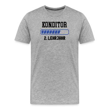 Apprentissage de confiseur 2e année d’apprentissage Apprentissage de la confiserie - T-shirt bio Premium Homme - gris chiné - Devant - Damien (186cm)