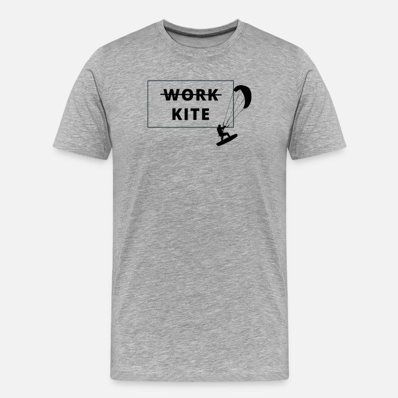 Kitesurfing, no work - kite - Männer Premium Bio T-Shirt - Grau meliert