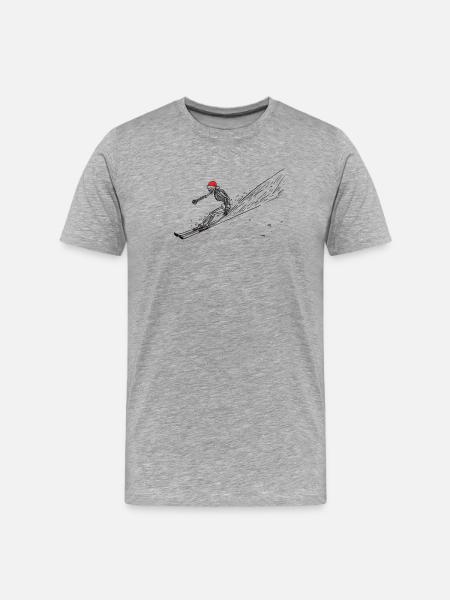 Skiing Santa Skeleton - Men's Premium Organic T-Shirt - heather grey