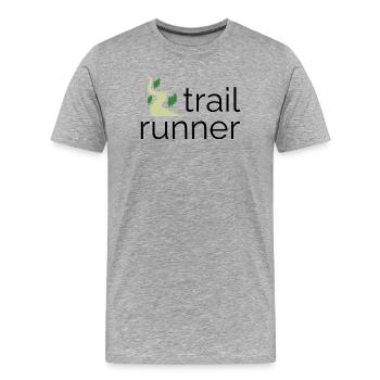Trail Runner - Design mit Text und Trail - Männer Premium Bio T-Shirt - Grau meliert - Vorne - Damien (186cm)