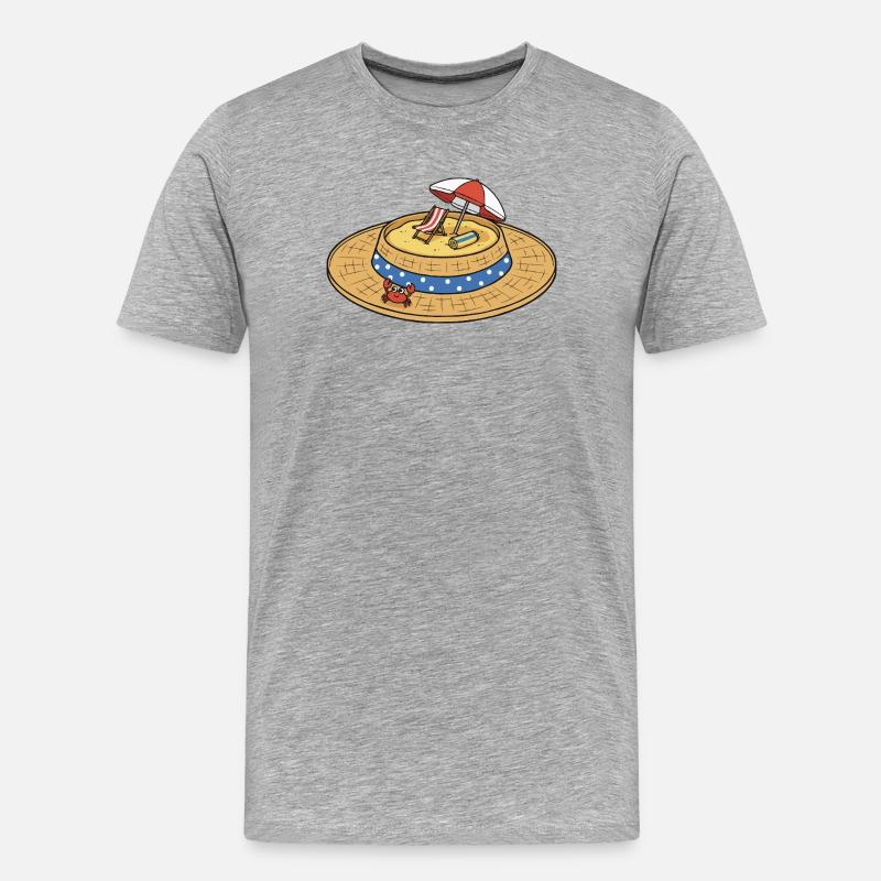 Strohhut Strand Insel - Männer Premium Bio T-Shirt - Grau meliert