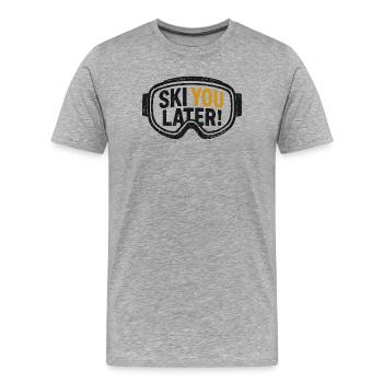 Ski You Later – Grunge Skibrille - Männer Premium Bio T-Shirt - Grau meliert - Vorne - Damien (186cm)
