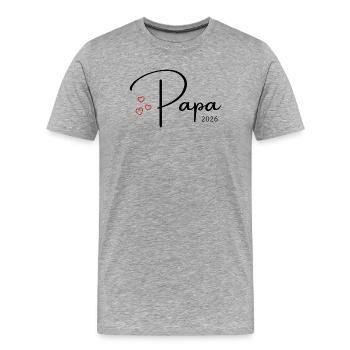 Papa 2026 Baby News Schwanger werdender Vater - Männer Premium Bio T-Shirt - Grau meliert - Vorne - Damien (186cm)