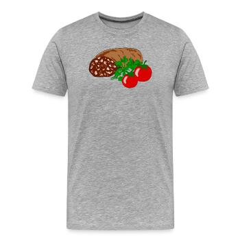 Boudin noir à la tomate - T-shirt bio Premium Homme - gris chiné - Devant - Damien (186cm)