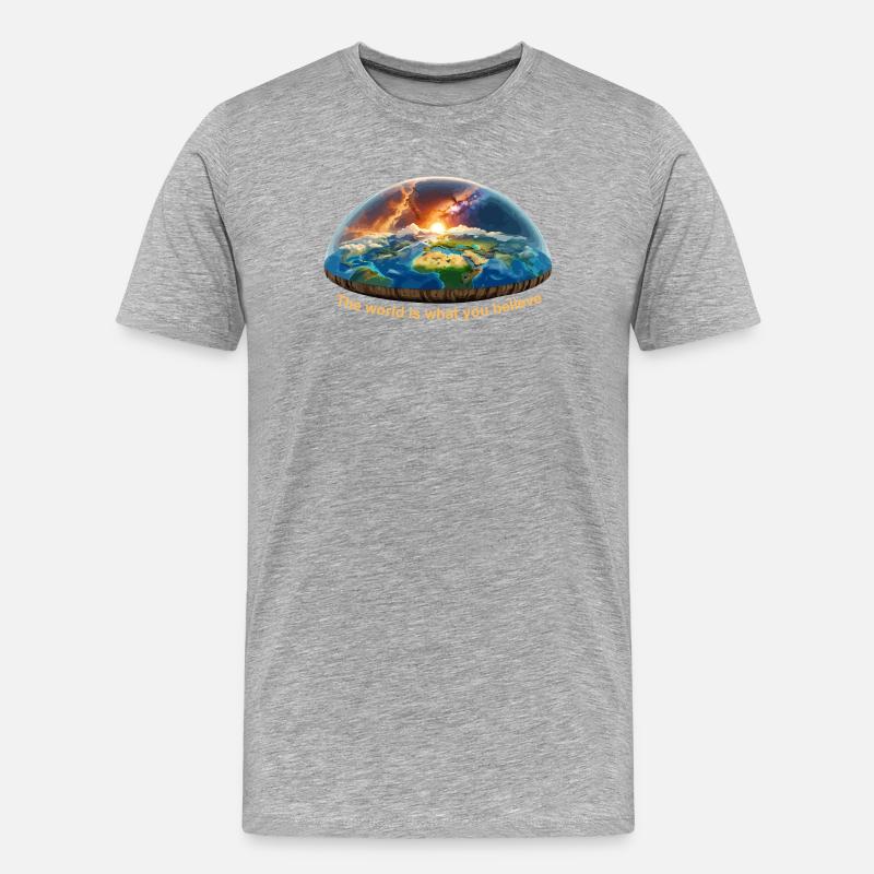 Flacher Weltglaube - Männer Premium Bio T-Shirt - Grau meliert