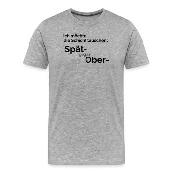 Schicht tauschen - Männer Premium Bio T-Shirt - Grau meliert - Vorne - Damien (186cm)
