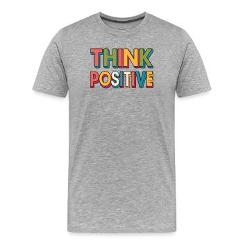 Denken Sie an Positive Retro Rainbow - Männer Premium Bio T-Shirt - Grau meliert - Vorne - Damien (186cm)
