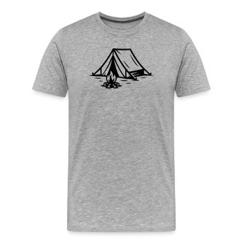 Tent Campfire - Men's Premium Organic T-Shirt - heather grey - Front - Damien (186cm)