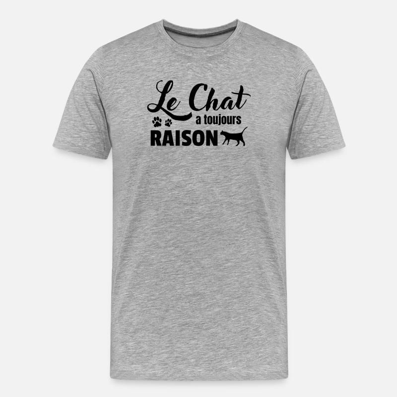 Die Katze hat immer recht - Männer Premium Bio T-Shirt - Grau meliert