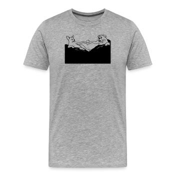 La création des chiens Michel-Ange - T-shirt bio Premium Homme - gris chiné - Devant - Damien (186cm)