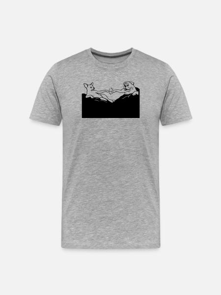 Die Erschaffung Hunde Michelangelo - Männer Premium Bio T-Shirt - Grau meliert