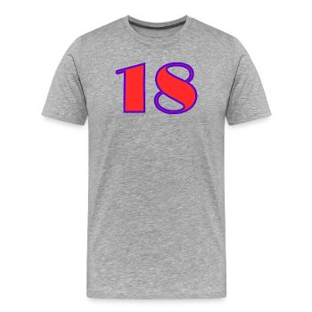 18. 18 ANS. 18e ANNIVERSAIRE. ANNIVERSAIRE 18 ANS. - T-shirt bio Premium Homme - gris chiné - Devant - Damien (186cm)