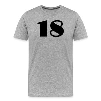 18. 18 ANS. 18e ANNIVERSAIRE. ANNIVERSAIRE 18 ANS. - T-shirt bio Premium Homme - gris chiné - Devant - Damien (186cm)