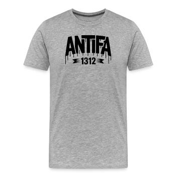 Antifa 1312 - Antifa Tee - T-shirt bio Premium Homme - gris chiné - Devant - Damien (186cm)