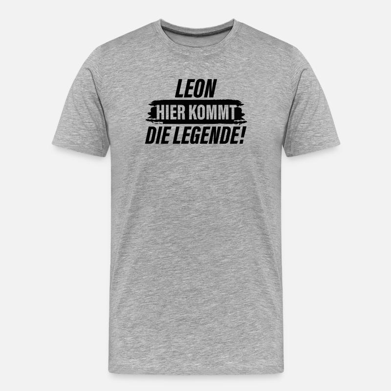 Leon hier kommt die Legende - Männer Premium Bio T-Shirt - Grau meliert