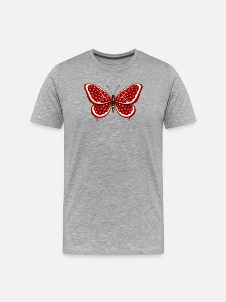 Papillon grenade – ailes pleines de graines - T-shirt bio Premium Homme - gris chiné