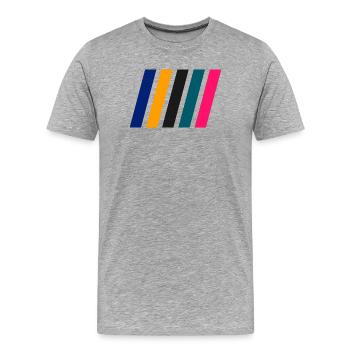 COLOR STRIPES I - Männer Premium Bio T-Shirt - Grau meliert - Vorne - Damien (186cm)