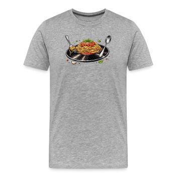 Spaghettis sur disque vinyle - T-shirt bio Premium Homme - gris chiné - Devant - Damien (186cm)