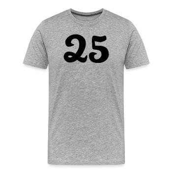 25. 25 ANS. 25e ANNIVERSAIRE. ANNIVERSAIRE 25 ANS. - T-shirt bio Premium Homme - gris chiné - Devant - Damien (186cm)