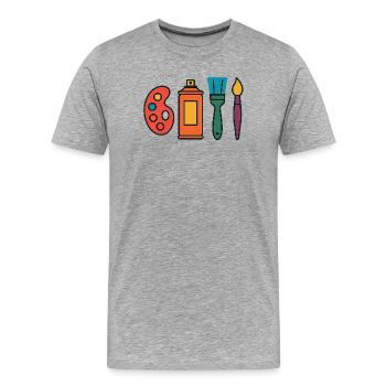 Künstlerisches Malset Palette Sprayer Pinsel - Männer Premium Bio T-Shirt - Grau meliert - Vorne - Damien (186cm)