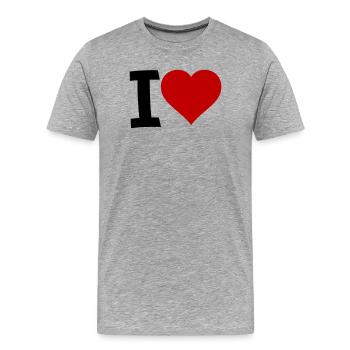 i love - Men's Premium Organic T-Shirt - heather grey - Front - Damien (186cm)