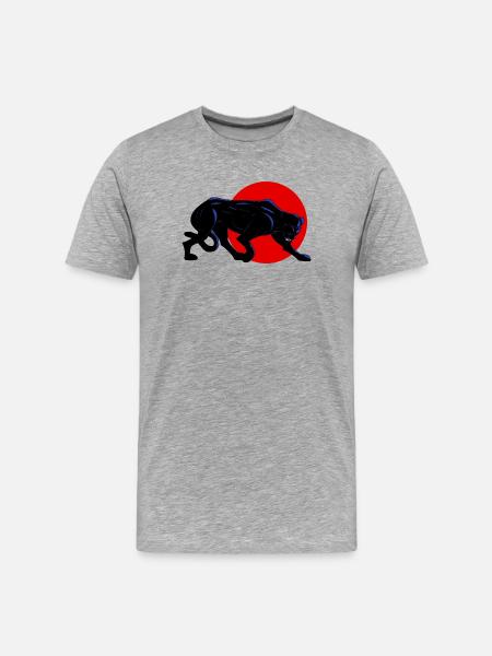Panthère noire sur cercle rouge - Men's Premium Organic T-Shirt - heather grey