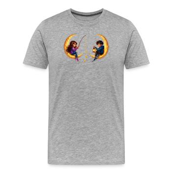 Young Girls Crescent Moon - Men's Premium Organic T-Shirt - heather grey - Front - Damien (186cm)