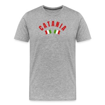 Catania Italienische Flaggen - Männer Premium Bio T-Shirt - Grau meliert - Vorne - Damien (186cm)