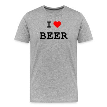 I love Beer - Ich liebe Bier - Männer Premium Bio T-Shirt - Grau meliert - Vorne - Damien (186cm)