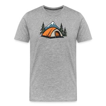Camping en plein air - T-shirt bio Premium Homme - gris chiné - Devant - Damien (186cm)