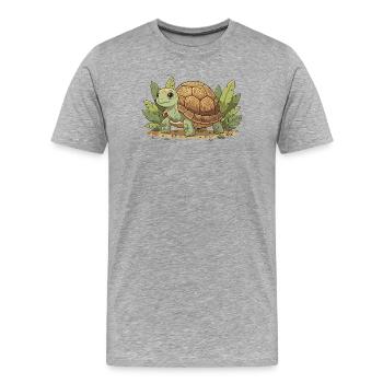 Tortue en douche dans la jungle - T-shirt bio Premium Homme - gris chiné - Devant - Damien (186cm)