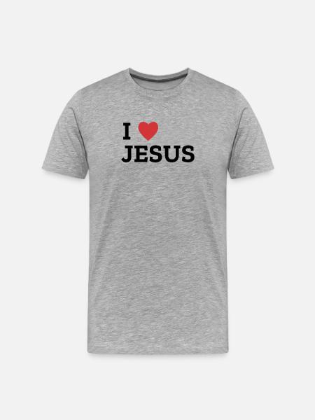 I Heart Jesus Bold Graphic Tee - Men's Premium Organic T-Shirt - heather grey