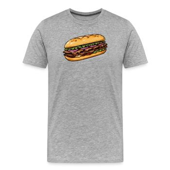 Illustration de sandwich - T-shirt bio Premium Homme - gris chiné - Devant - Damien (186cm)