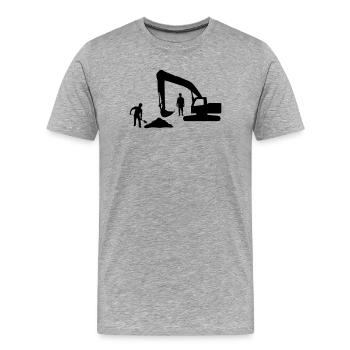 Kipper-Crew – Sandarbeiter - Männer Premium Bio T-Shirt - Grau meliert - Vorne - Damien (186cm)