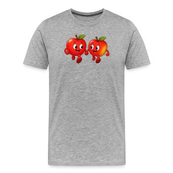 Zwei Äpfel gehen Spazieren - Männer Premium Bio T-Shirt - Grau meliert - Vorne - Damien (186cm)