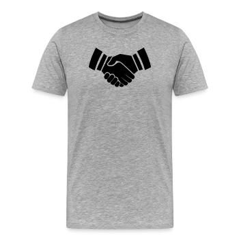 Poignée de main - T-shirt bio Premium Homme - gris chiné - Devant - Damien (186cm)