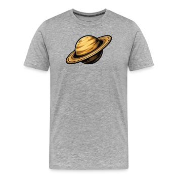 Sarurn Planet - Männer Premium Bio T-Shirt - Grau meliert - Vorne - Damien (186cm)