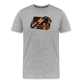 Icône du sac messager à vélo - T-shirt bio Premium Homme - gris chiné - Devant - Damien (186cm)