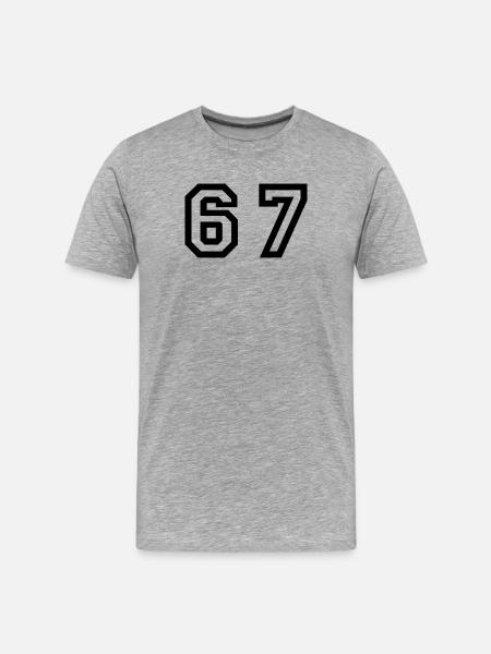 Number - 67 - Sixty Seven - Men's Premium Organic T-Shirt - heather grey