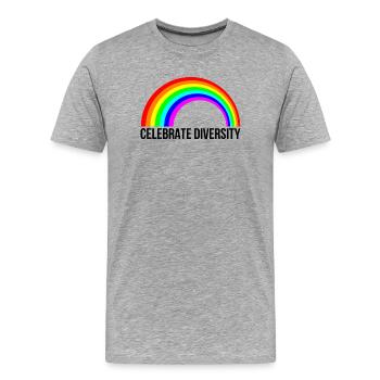 Celebrate Diversity Rainbow Statement - Männer Premium Bio T-Shirt - Grau meliert - Vorne - Damien (186cm)