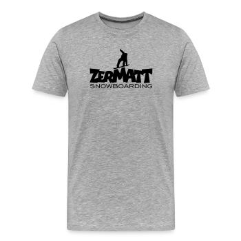 Zermatt Snowboarding - T-shirt bio Premium Homme - gris chiné - Devant - Damien (186cm)