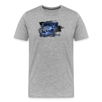 robo moon - Männer Premium Bio T-Shirt - Grau meliert - Vorne - Damien (186cm)