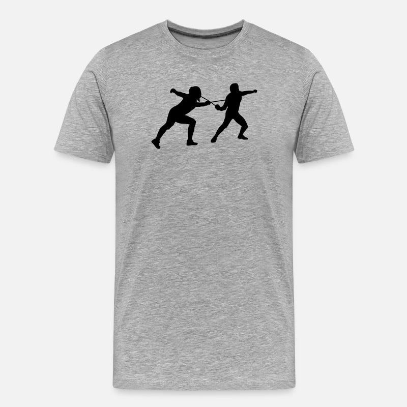 Fechten - Männer Premium Bio T-Shirt - Grau meliert