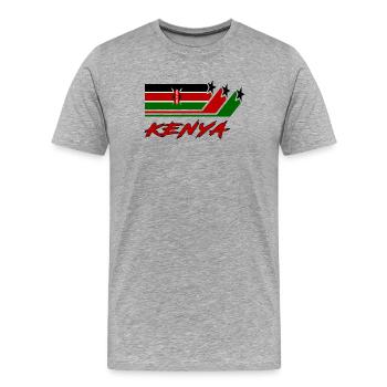 Drapeau Kenya / Kenya Cadeau drapeau national - T-shirt bio Premium Homme - gris chiné - Devant - Damien (186cm)